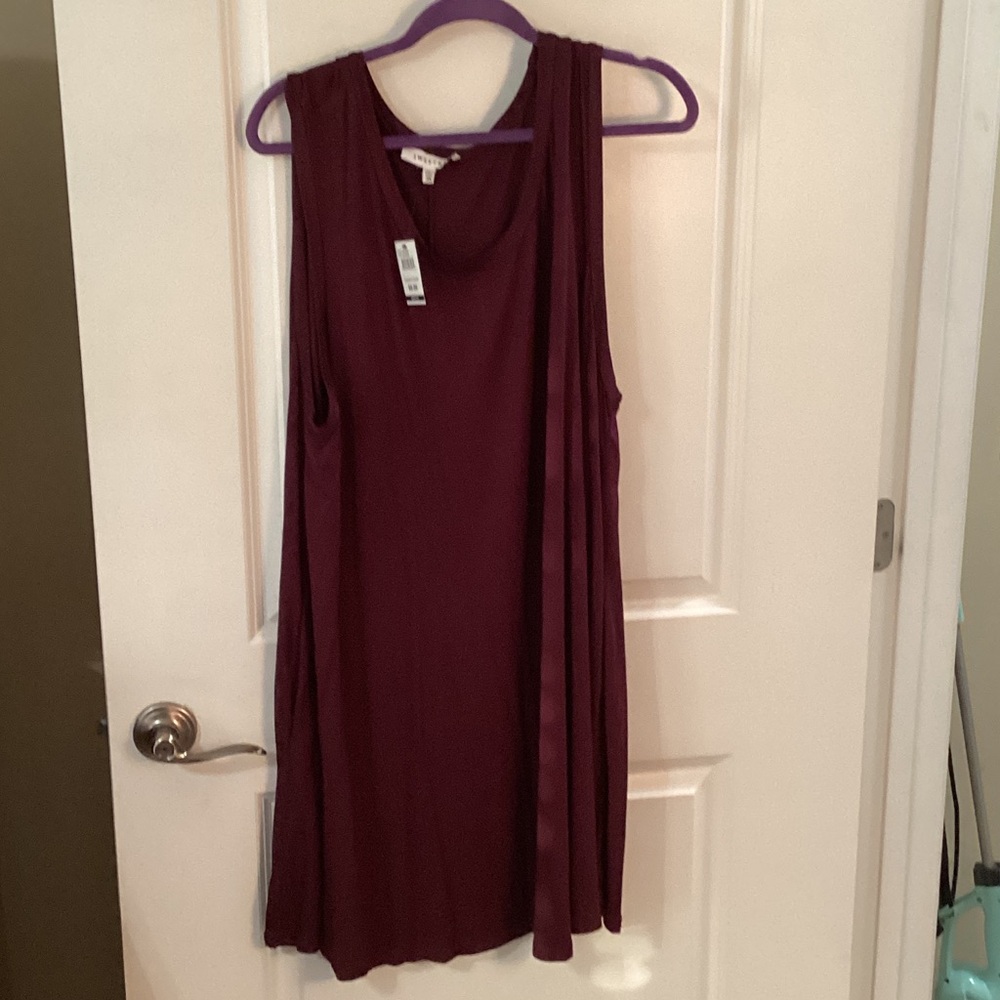 Sleeveless Draped Tunic Top - Wine Burgundy